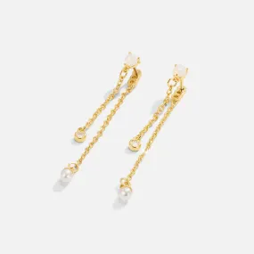 Pearl & Crystal Double Drop Earrings