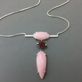 PINK OPAL & DRUZY TOTEM NECKLACE