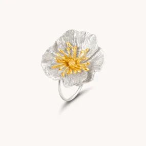 Poppy Silver Adjustable Ring