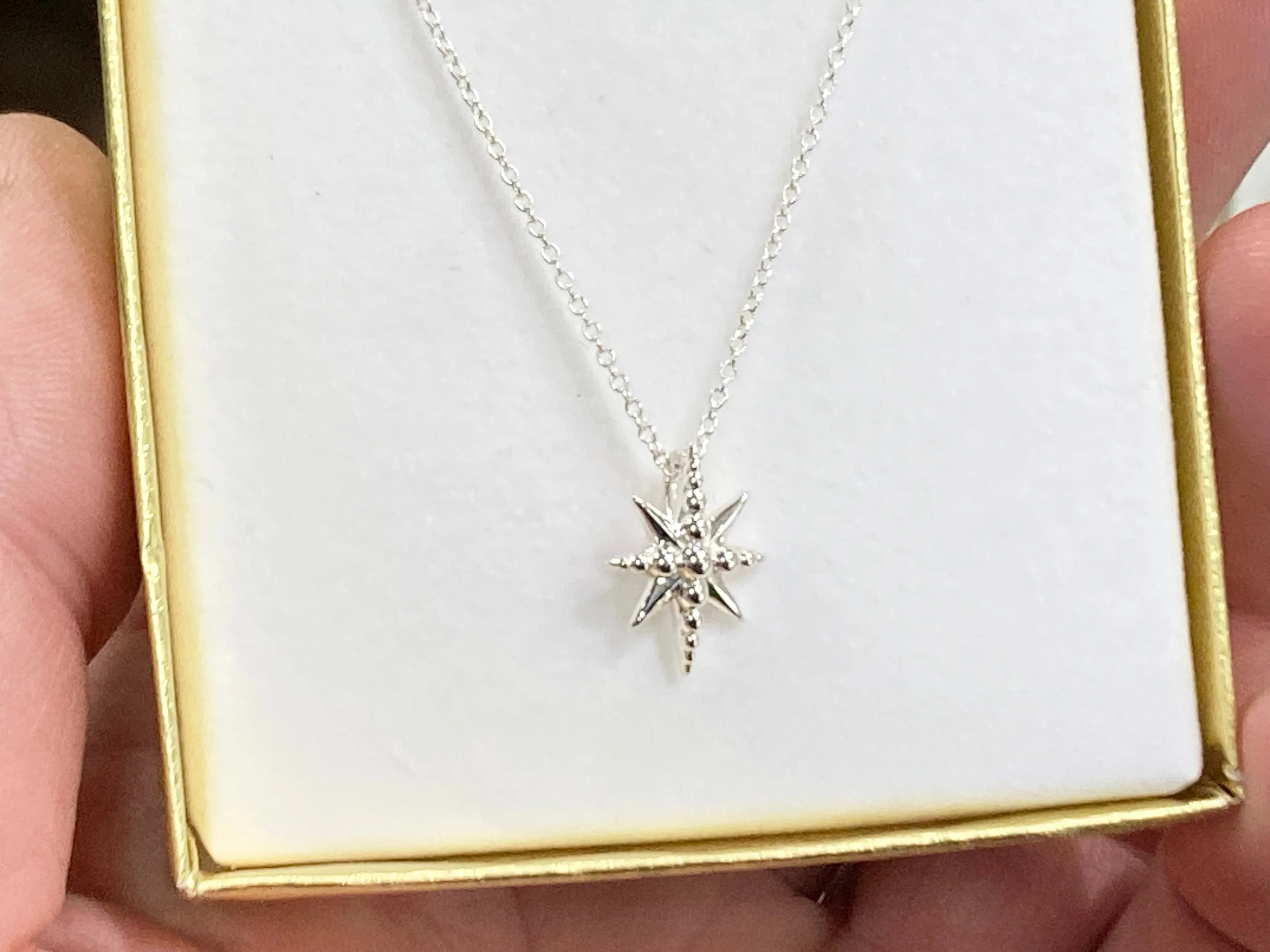 Silver Starburst Adjustable Necklace