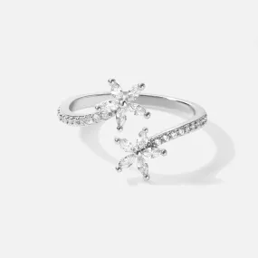 Spring Bloom Silver Crystal Ring