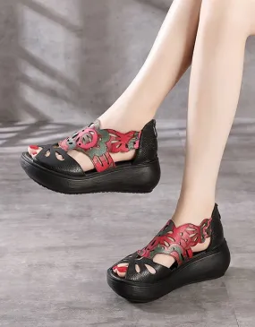 Summer Open Toe Printed Wedge Sandals