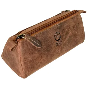 Tom Leather Pencil Case - Zippered Pen Pouch (Brown)