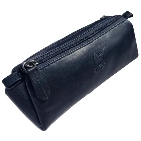 Tom Leather Pencil Case - Zippered Pen Pouch (Royal Blue)