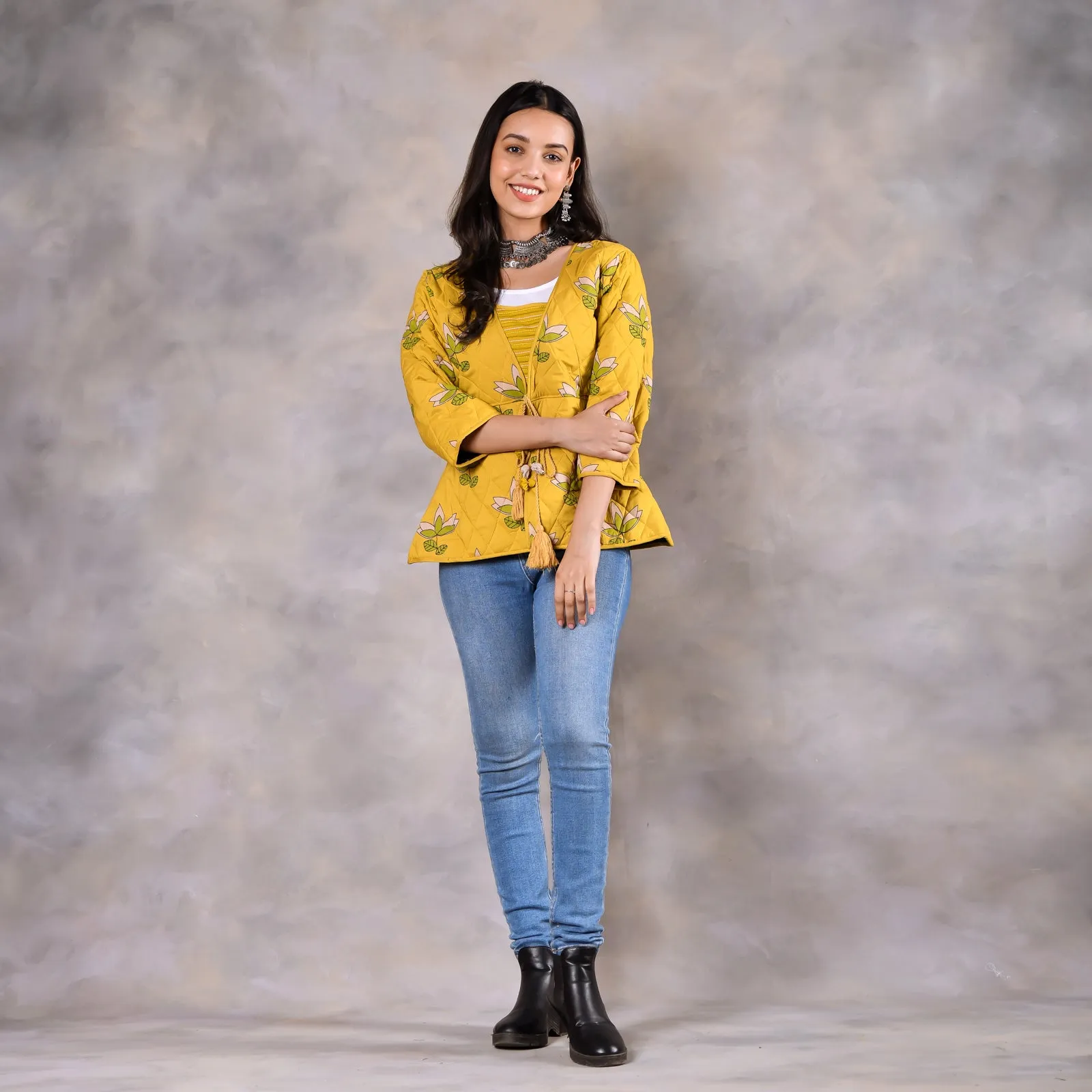 Water Lily Mustard Quilted Jacket