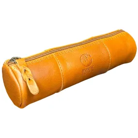 Winnie Leather Zipper Pen Pencil Case (Cognac)